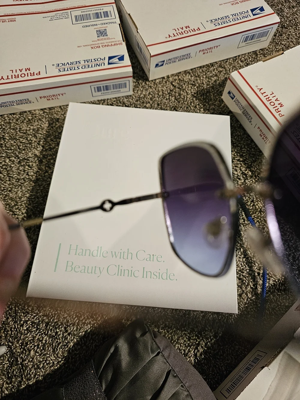 Oversized Square Gradient Purple Women's Sunglasses With Cross Cut Out
